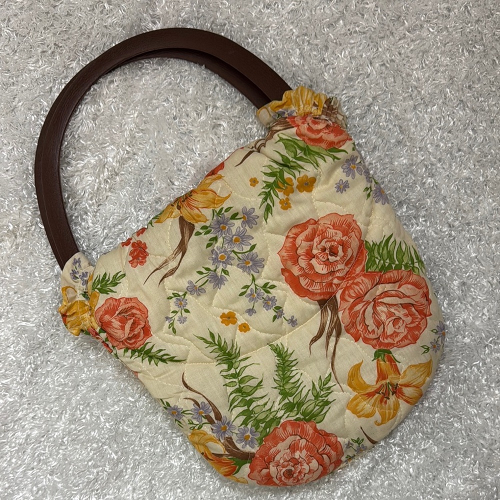 Vintage floral fabric purse bag clutch
